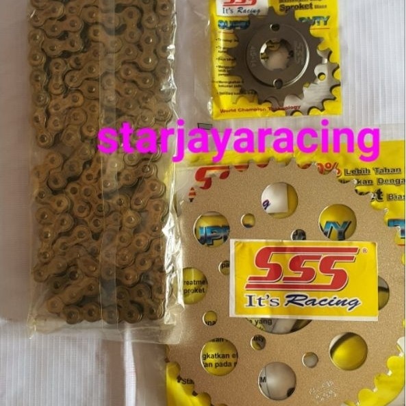 gir set paketan SSS rantai gold 428/415 motor F1ZR#cripton#alfa# jupiter z#jupiter mx old#mx new 135