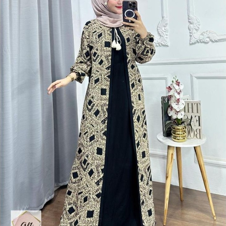 Gamis Abaya Syarifah/Gamis Cardigan Batik/Gamismurah/Gamis Abaya