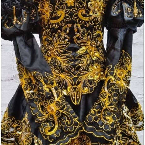 Gaun/Dress Noni Belanda Hitam Payet Sequeen Cantik - Prom - Pesta - Party - Brithday - photoshoot - 