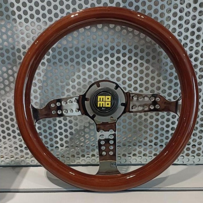 STEERING WHEEL MOMO / STIR MOMO KAYU PALANG SILVER ORIGINAL DAN TERPERCAYA