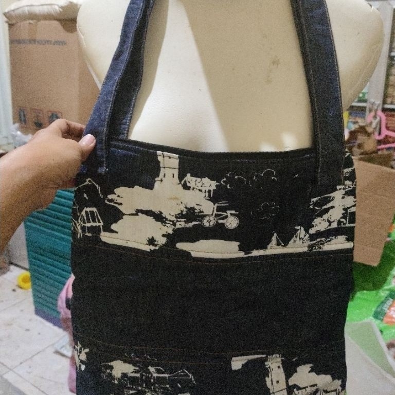 tas tote denim preloved
