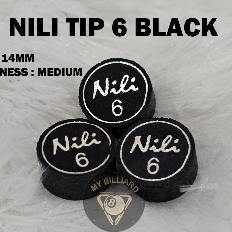 Nili Cue Tip Master Tip Billiard Nili Black - 14 mm Medium Laminated - cue tip hitam biliar