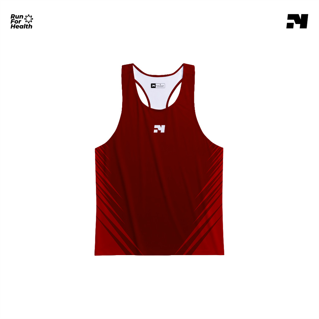 Vemosty Jersey Singlet Browne Red Gym Fitness Atletik Atlet  Dry Fit Full Print