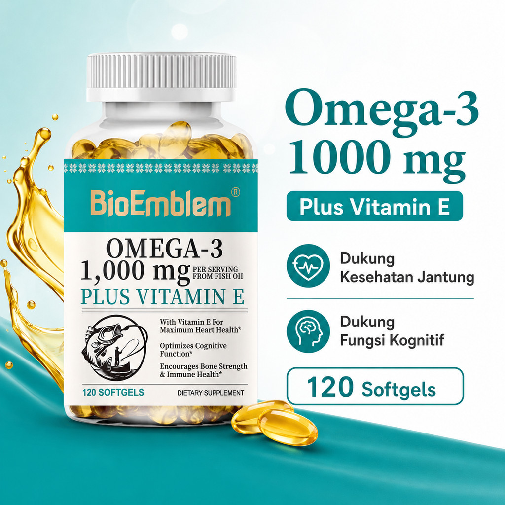Omega 3 Fish Oil Minyak Ikan 2500mg - EPA DHA Tingkat Tinggi untuk Jantung & Otak & Mata & Sendi Ban