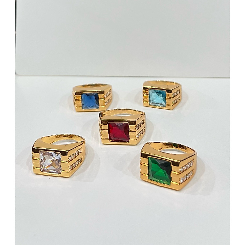 cincin pria stainlees steel batu kotak anti karat