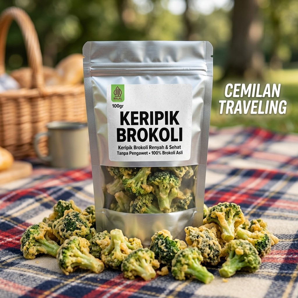 Keripik Sayuran Kering Brokoli Krispi Premium 100gr  - Camilan Snack Diet Sehat Renyah Gurih