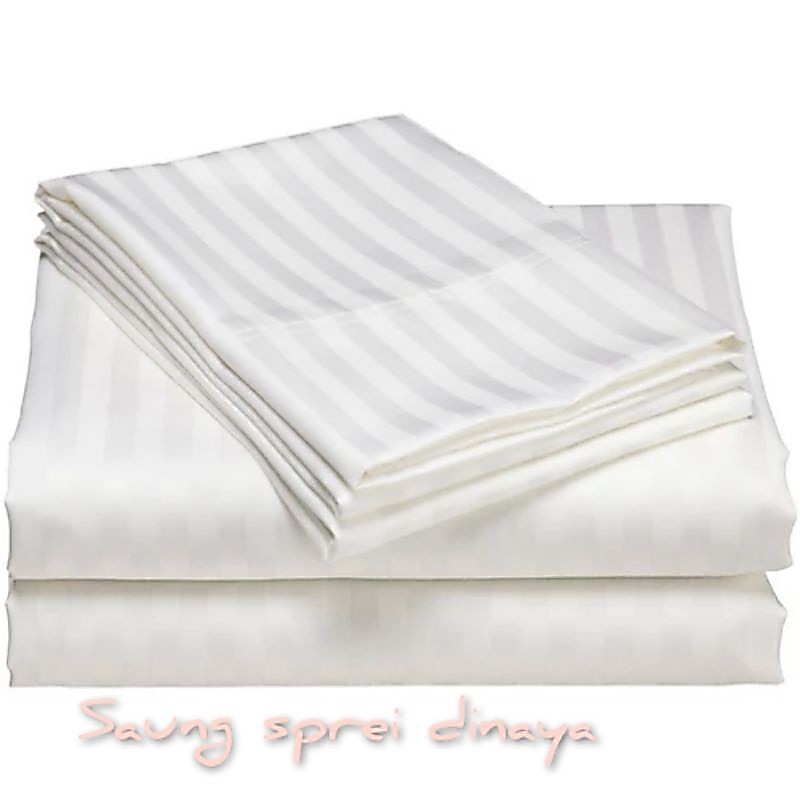 SPREI HOTEL KATUN CVC  SPREI ONLY | SPREI SAJA TANPA SARUNG BANTAL | SPREI SALUR PUTIH GARIS PUTIH |