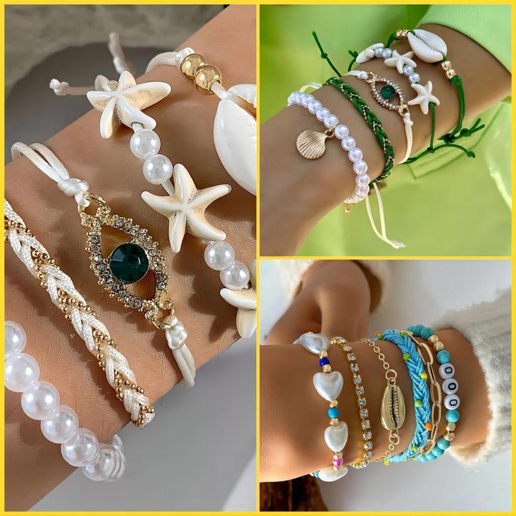 Gelang pantai baru set bracelets bohemian set bintang laut cinta cangkang mode gelang tali tangan ke