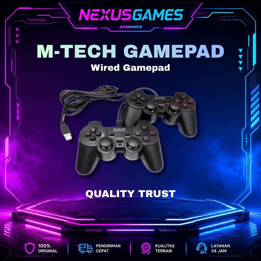 M-Tech Gamepad Stik PC Joystick Stick PC Double Getar Garansi Resmi Original