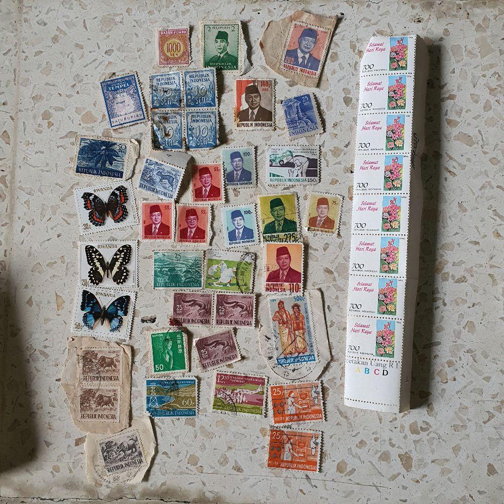 set perangko indonesia lawas bekas jadul