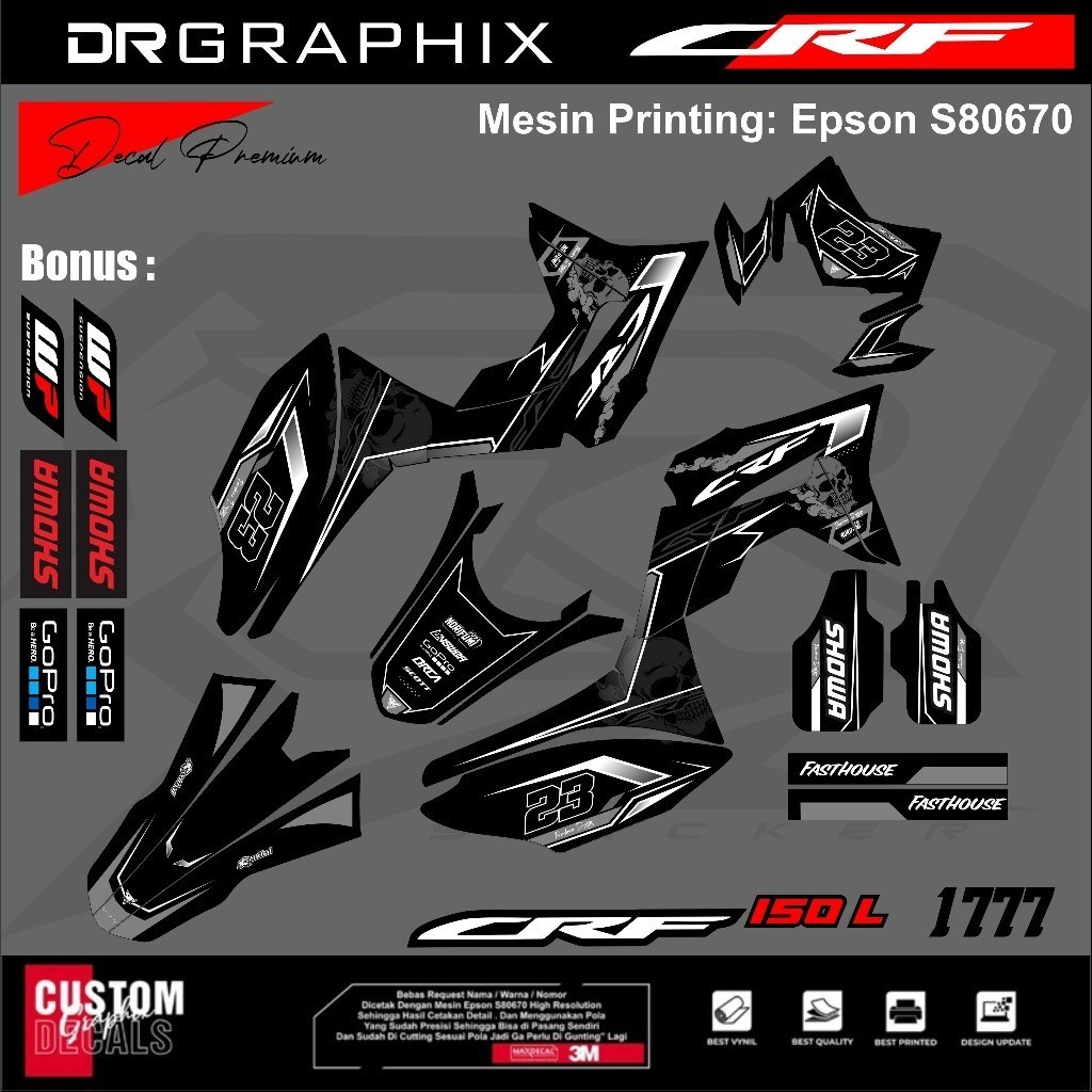 decal stiker crf 150 decal crf 150 l full body hologram aksesoris motor aksesoris crf desain skull t