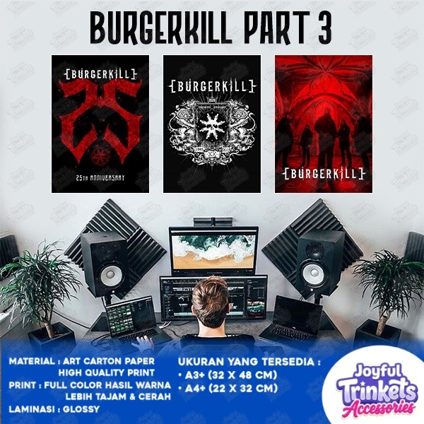 (Part 3) Poster BURGERKILL - Poster Dinding Aesthetic - Poster Band Metal Rock A3 A4 - Dekorasi Kama