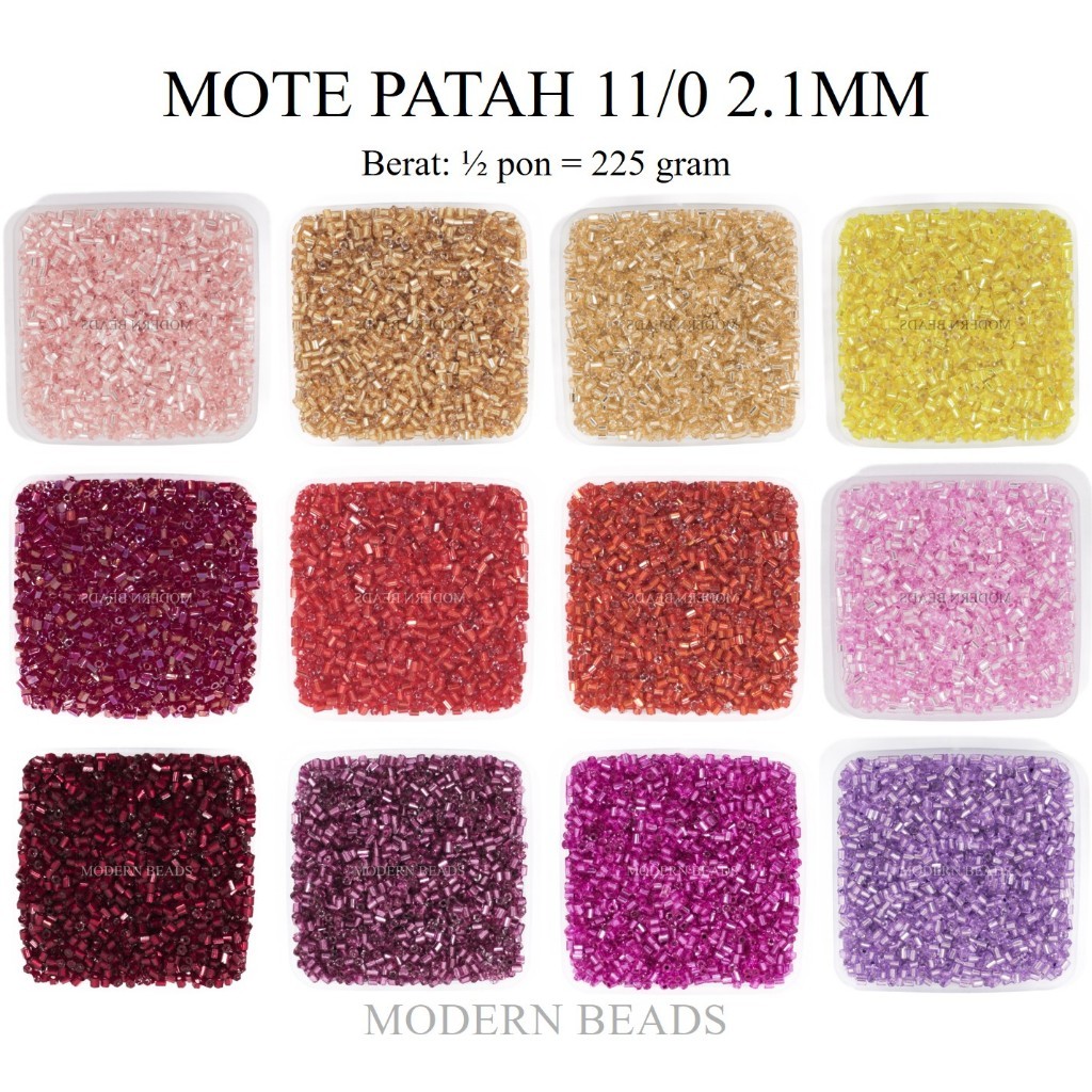 [1/2 PON] Mote Patah / Payet Manik Patah 11/0 2.1mm Semi Jepang Warna Kuning Pink Merah Maroon Ungu