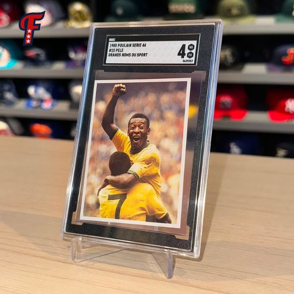 Kartu Slab Soccer 1985 Poulain Serie 44 #15 Pele Grands Noms Du Sport SGC 4 Grading Cards Original