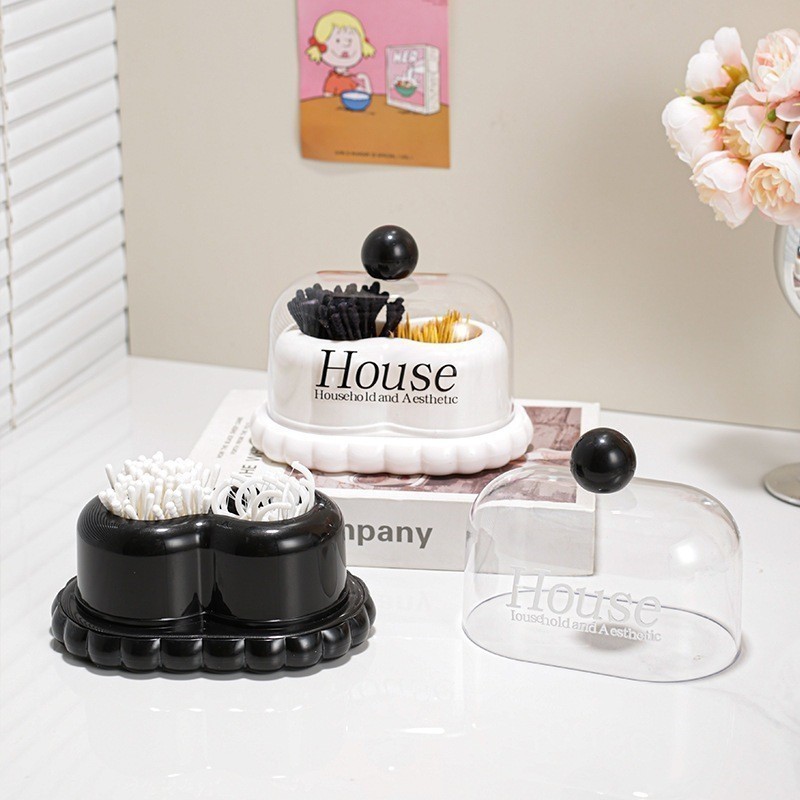 (Grosir) Tempat Cotton Bud & Tusuk Gigi Dengan Tutup Transparan -  Kotak Cotton Bud 2 Slot