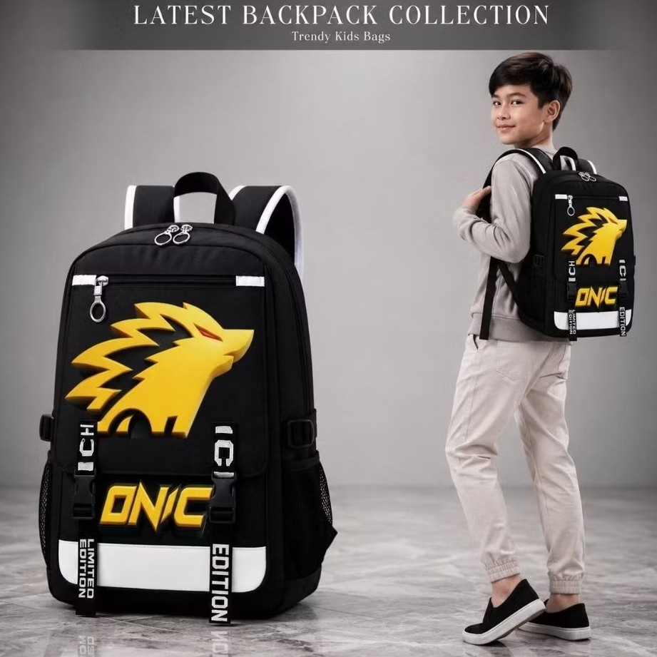 WB _ Tas Ransel Anak Sekolah ONIC Kekinian Anak TK&SD Laki-laki Tas Sonic/ONIC Hitam Fashion Anak 20