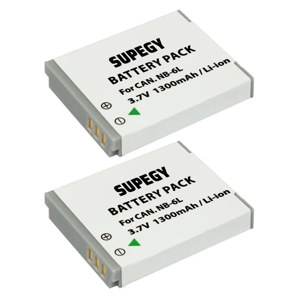 2Pack 1300mAh NB-6L NB-6LH NB6L Batteries + USB LCD Charger for CANON Digital IXUS 85 IS PowerShot S