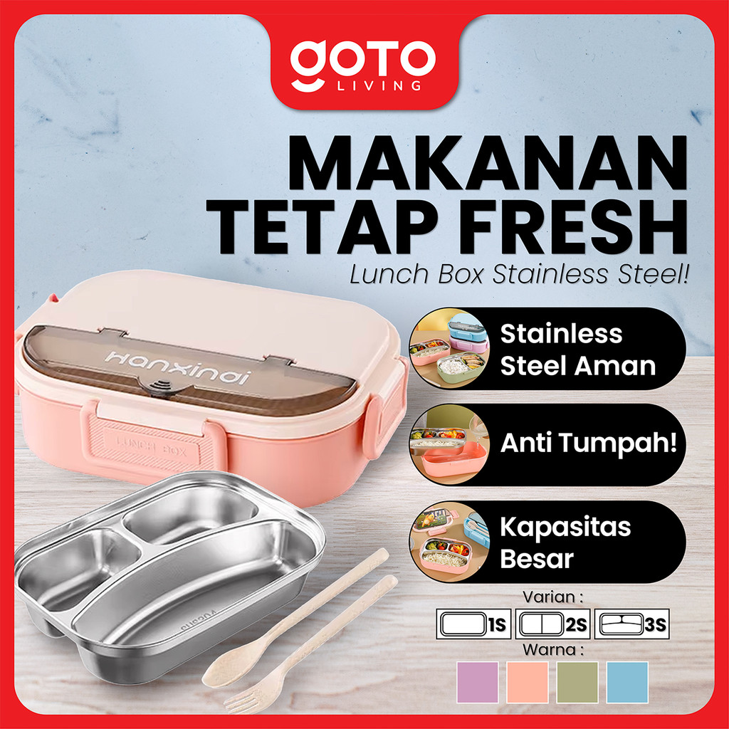 Goto Zeno Lunch Box Stainless Tempat Makan Bekal Bento Anak Aesthetic