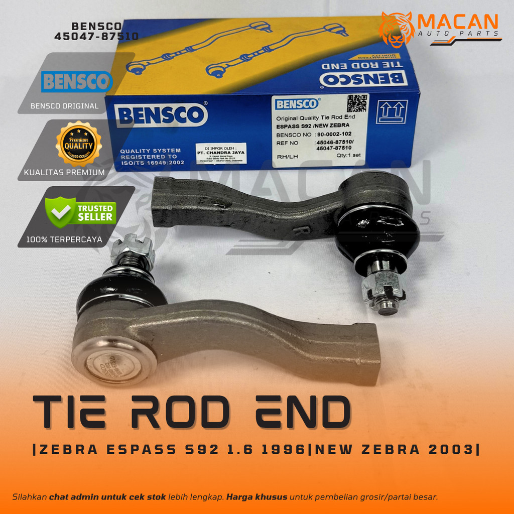 Tie Rod Daihatsu Zebra Espass S92 1.6 1996 New Zebra 2003  Bensco 45047-87510 Outer Tie Rod | ORI