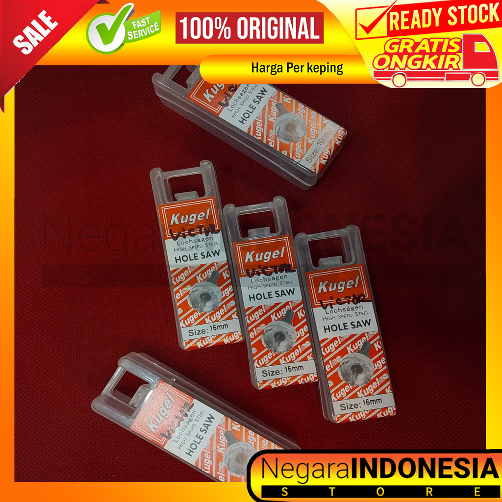 Mata Bor Hole Saw Kugel 16mm HSS pelubang Baja Ringan Besi Aluminium Stainless Galvalum Seng Plat Lo