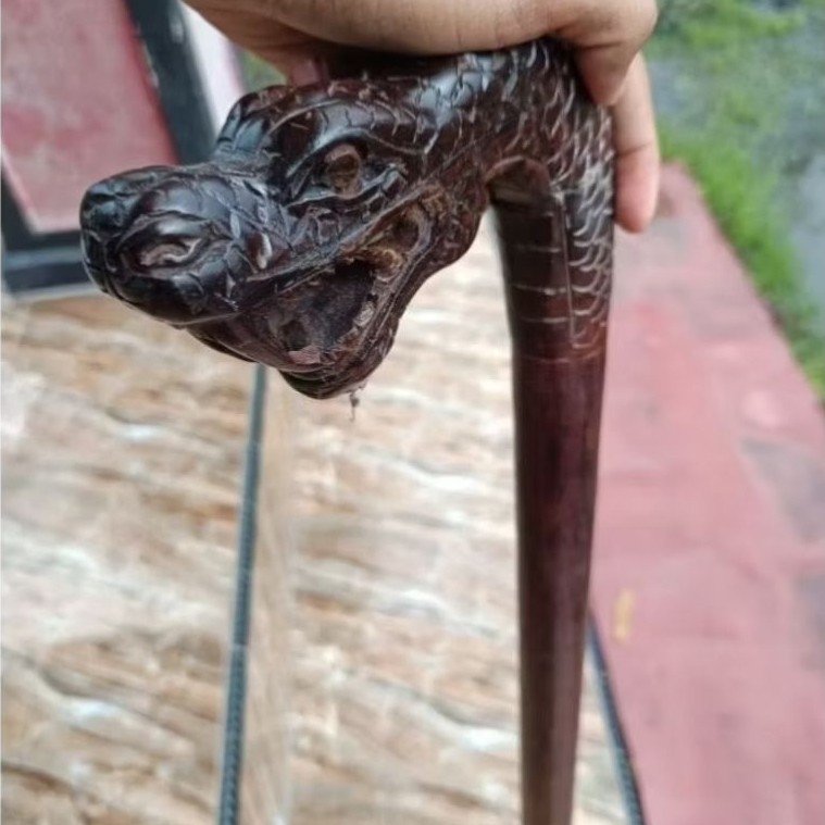 TONGKAT JALAN KAYU GALIH ASEM UKIR ULAR KUALITAS PREMIUM