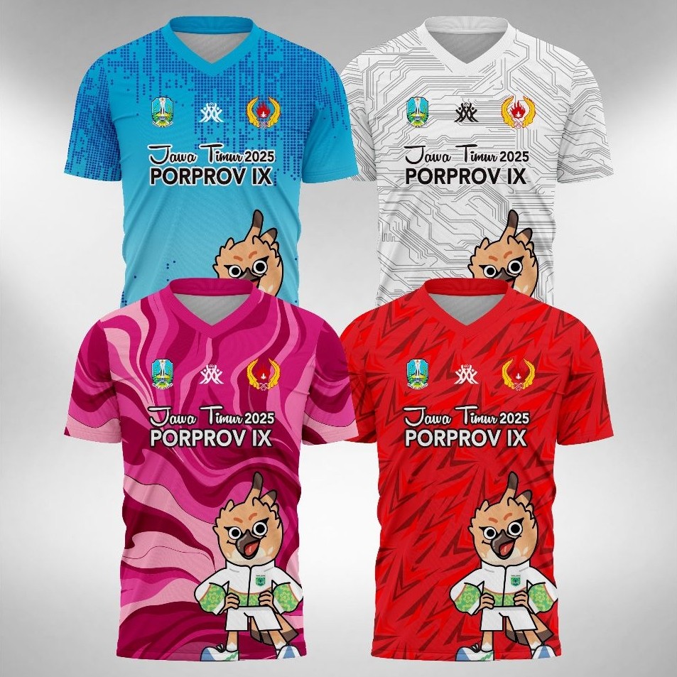 READY Jersey PORPROV Pekan Olahraga Provinsi JATIM Jawa Timur Malang Raya Tahun 2025 Maskot KOTA