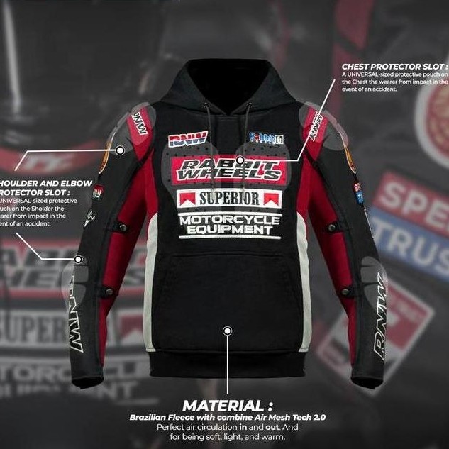 JARVIS 2.0 HOODIE RABBIT AND WHEELS (PROTECTOR) - Jaket RNW Jacket Rabbit TERLARIS|BEST QUALITY|BEST