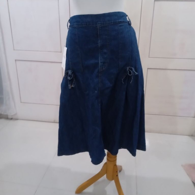 rok midi jeans wanita cantik premium brand etereine