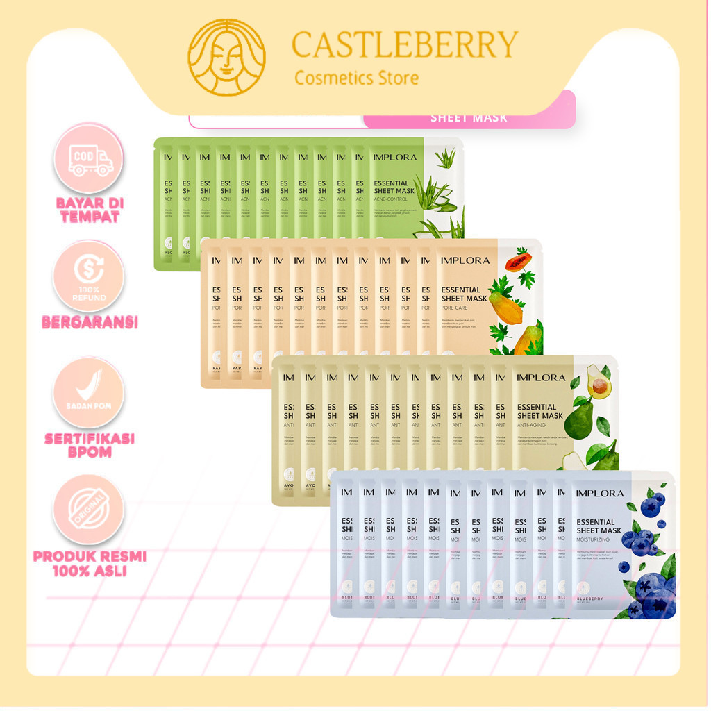 CASTLE - GROSIR 12pcs Implora Essential Sheet Mask