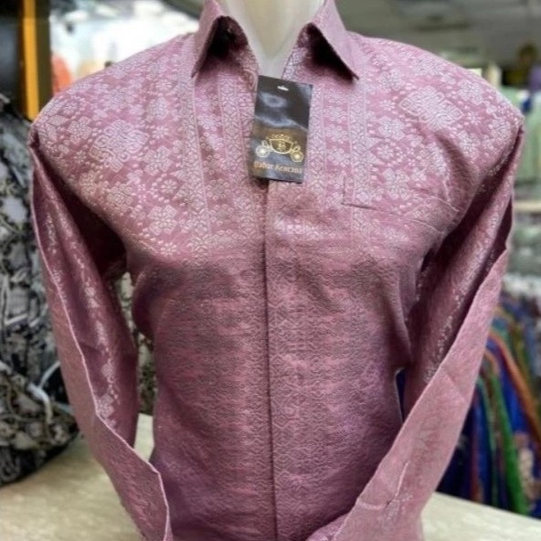 Kemeja Batik Pria Songket Palembang Premium dengan Furing