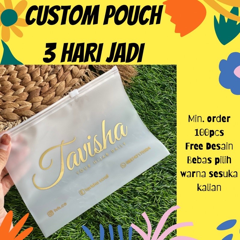 BM - Sablon Plastik Zipper | Sablon Custom | Kemasan Zipper Free Sablon | Pouch Hijab