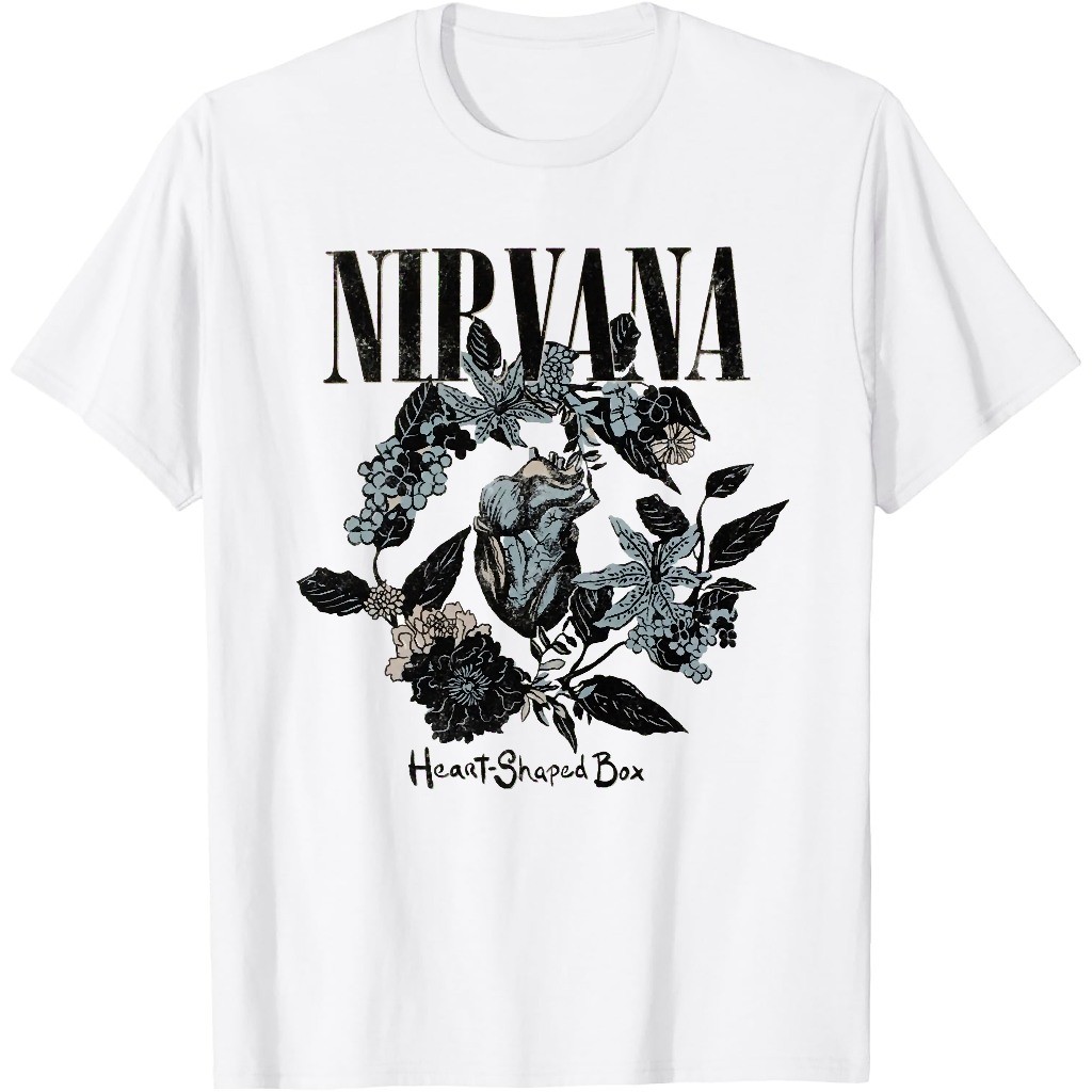 Kaos Nirvana Heart Shaped Box Vintage Logo T-Shirt – Baju Vintage 90s Retro Pria Wanita Unisex Cotto