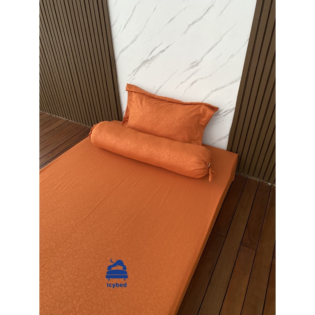 Icybed - Sprei Grey Twill warna MERAH BATA Premium Bermofif Double Karet
