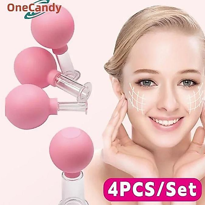 AHROKA 4PCS/Set Facial Cupping Cup Bekam Wajah - Alat Bekam Wajah - Cupping Bekam - Bahan Kaca Facia