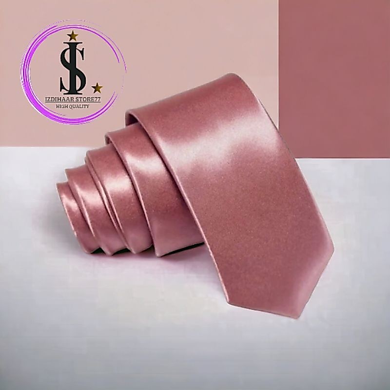 Dasi Pria Dasi Formal Polos Satin Polyester Rose Gold Tua/Rose Gold Muda