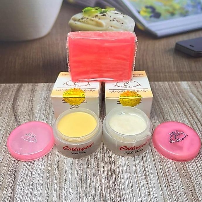 Cream Collagen 3in1 [ Cream Collagen siang, Cream Collagen Malam, Sabun ]