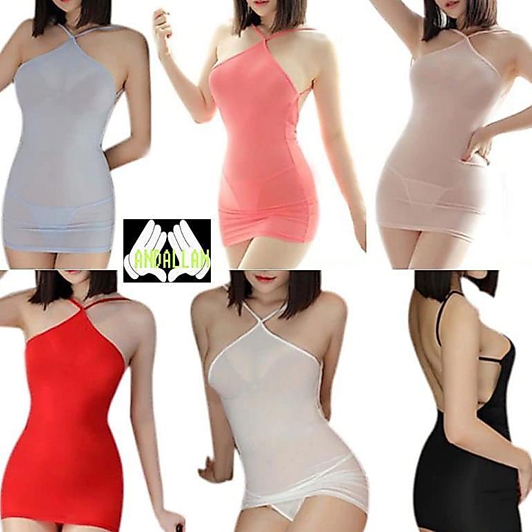 hot deals korean dress bodycon tali punggung terbuka baju dress pensil slim wanita korea gaun ketat 