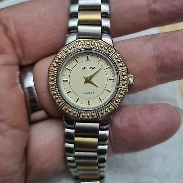 arloji jam tangan rantai wanita two tone BULOVA vintage gold plate limited