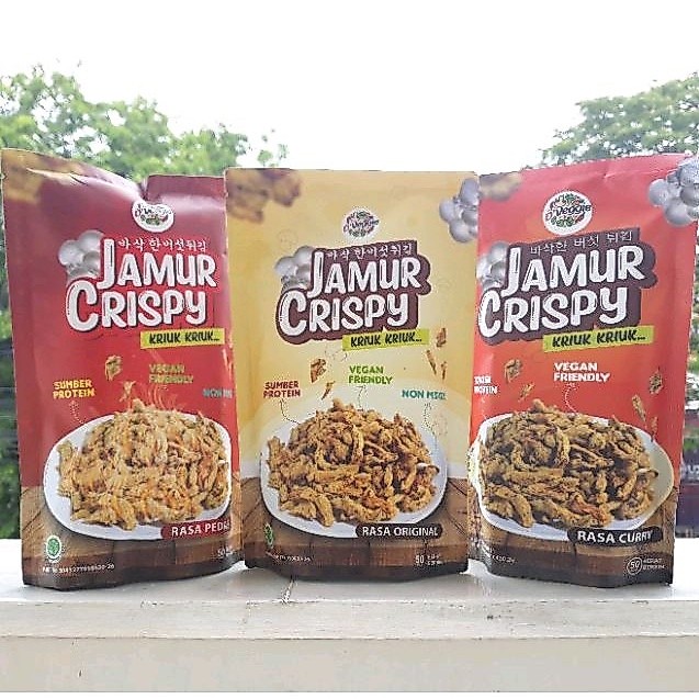 Promo Keripik - Kripik Jamur Crispy Kriuk Kriuk D'Veggie DVeggie non MSG Vegan & Vegetarian
