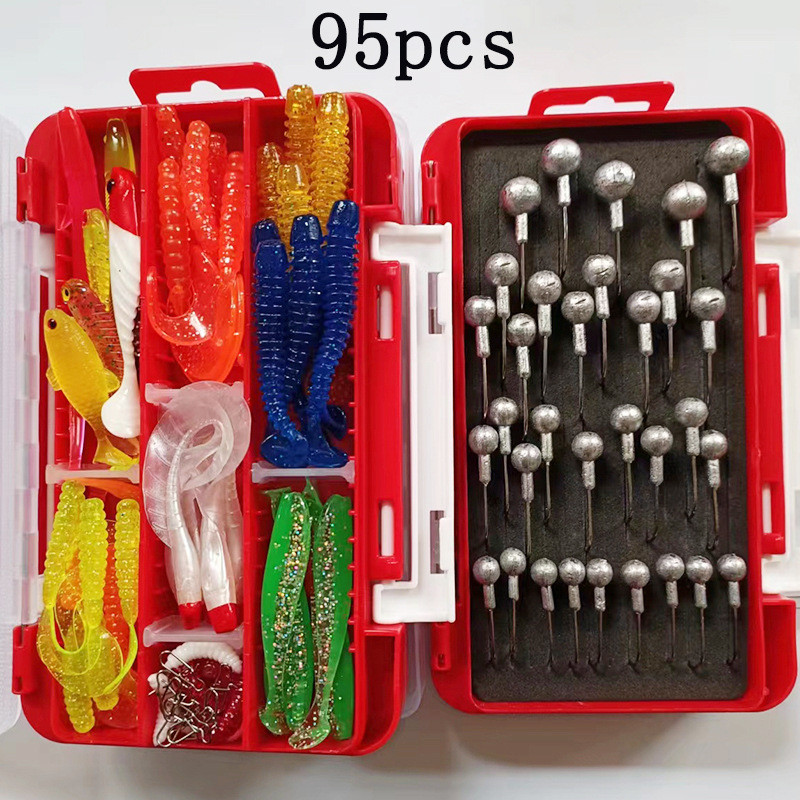 Perlengkapan Umpan Ikan Lunak - 95pcs - Kail Timbal dan Cincin Belah - untuk Ikan Bass Tuna Trout Ik