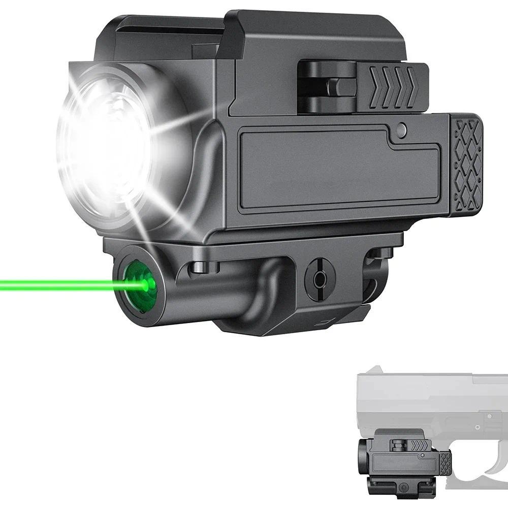 Richfire Red and Green Laser & Flashlight Combo 800 Lumens Tactic  Light Compact USB Rechargeable Qu