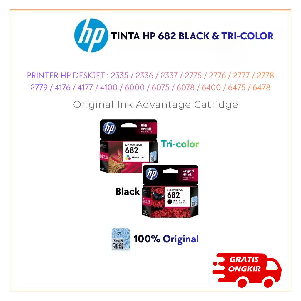 Tinta HP 682 Original Catridge Printer HP Deskjet 2335 2336 2337 2775 4100 6475