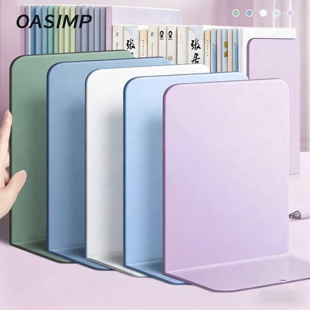 OASIMP 2 Penyangga Buku Logam Besar Penjepit Tarik Penahan Buku Rak Berdiri Siswa Kantor