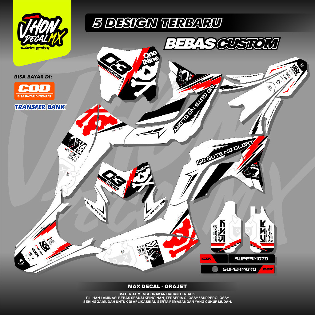 COD DECAL CRF 150 L FULL BODY PUTIH - Decal KLX Decal Dtracker Decal WR155 DESIGN UPDATE TERBARU ORC