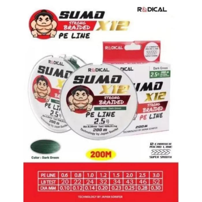 Promo Senar Pe sumo X8 200M murah kuat senar pancing - 0.8 Terlaris