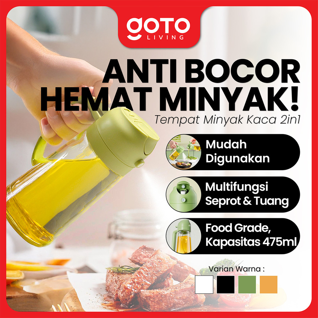 Goto Ligo Oil Jar Tempat Minyak Goreng Botol Kaca Spray 2 In 1