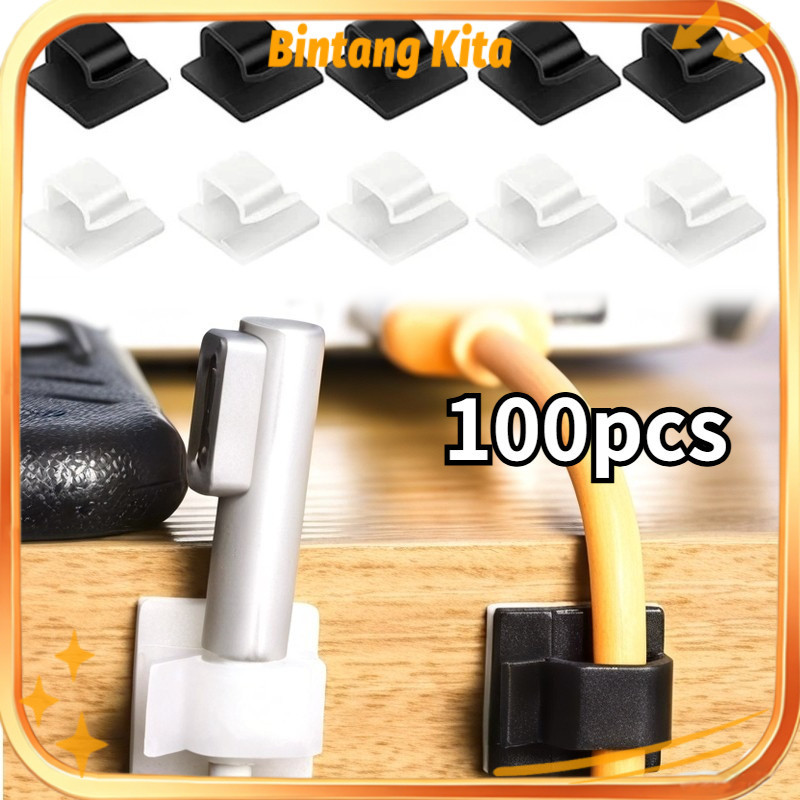 100 Buah Klem Kabel Tempel Tahan Lama Clamp Kabel Tempel Clip Kabel