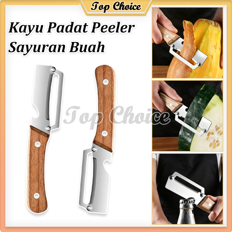 Peeler Kentang Wortel Gagang Kayu / Alat Kupas Buah Sayur / Stainless Premium / Tajam & Tahan Lama