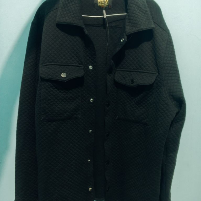 work jaket trucker knit bisa jadi kemeja size L hitam pekat carlos moreno ori pl