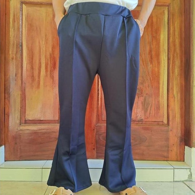 Wokex- Celana Cutbray Wanita Panjang Model Jahitan Cubit Bahan Kain Scuba